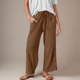 thumbnail image 1 of Womens Barrel Harem Linen Pants Wide Leg Pants Baggy Sweatpants Palazzo Drawstring Elastic Waist with Pockets Beach, 1 of 6
