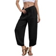 thumbnail image 1 of Womens Barrel Harem Linen Pants Wide Leg Pants Baggy Sweatpants Palazzo Drawstring Elastic Waist with Pockets Beach, 1 of 6