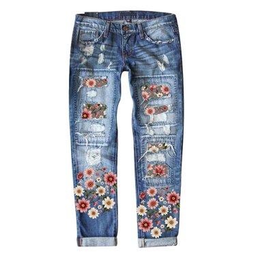 LOLONG High Waisted Ripped Flare Jeans For Women Casual Distressed Pants At Women's Jeans...