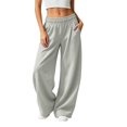 thumbnail image 1 of Womens Barrel Sweatpants, Baggy Wide Leg Lounge Pants Drawstring Elastic Waist Soft, 1 of 5