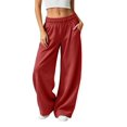 thumbnail image 1 of Womens Barrel Sweatpants, Baggy Wide Leg Lounge Pants Drawstring Elastic Waist Soft, 1 of 7