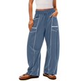 thumbnail image 1 of Womens Barrel Wide Leg Pants Plus Size Drawstring Waist Sweatpants 2025 Fall Winter Casual Trousers With Pockets, 1 of 7