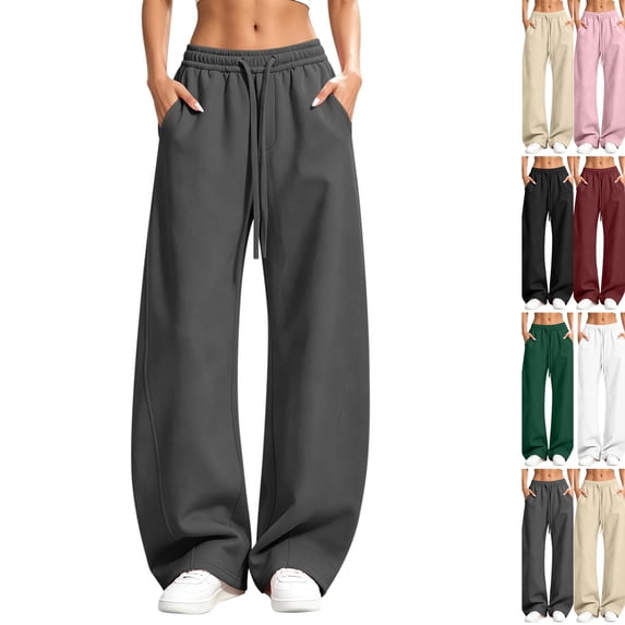 Womens Barrel Wide Leg Sweatpants Fleece Baggy Joggers Fall Trendy ...