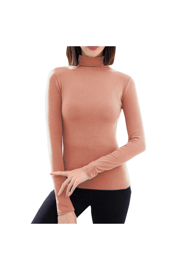 Womens Base Layers Tight-Fitting Pullover Mock Neck Long Sleeve Tops Brushed Tees Fall Winter Essential Shirts Casual Fashion Pullovers Cozy Soft Clothing