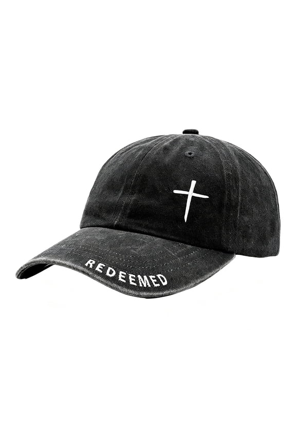 Womens Baseball Cap Cross And Redeemed Embroidery Christian Religious Design Soft Breathable Daily Casual Hats