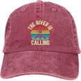 thumbnail image 1 of Womens Baseball Cap Kayaking Gift Retro Caps for Women's Outdoor Caps Trendy River is Calling Fitted Golf Cap, 1 of 8