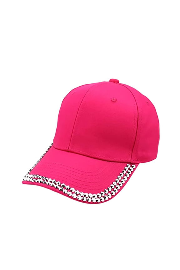 Womens Baseball Cap Rhinestone Trim On Brim Shiny Decorative Black Party Event Hats