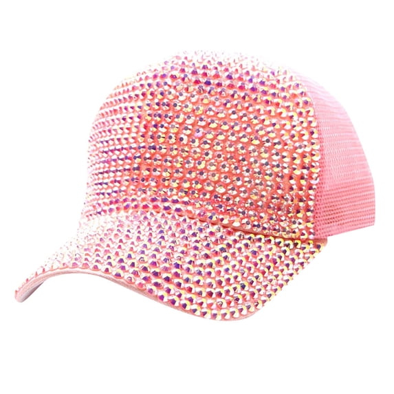 Womens Baseball Cap Unisex Rhinestone Floral Embroidered Flower Breathable Mesh Denim Cap Outdoor Sun Hat