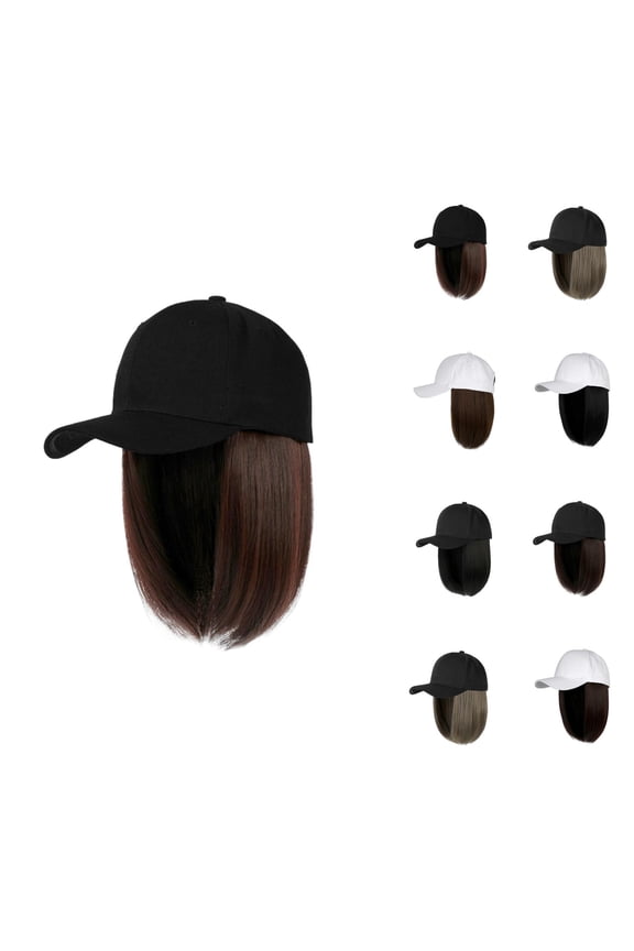 Womens Baseball Cap Wig with Hair Extensions Synthetic Wig Hat Adjustable Baseball Hat
