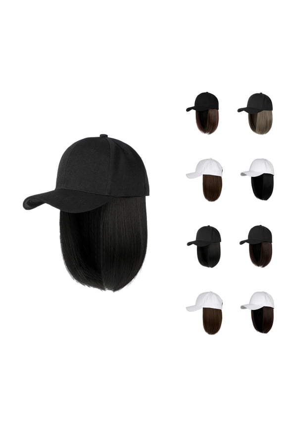 Womens Baseball Cap Wig with Hair Extensions Synthetic Wig Hat Adjustable Baseball Hat