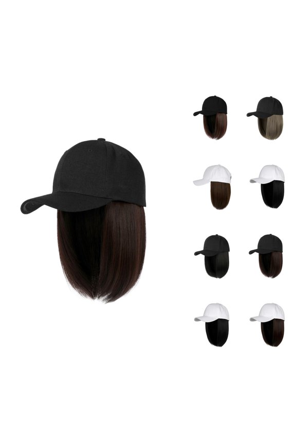 Womens Baseball Cap Wig with Hair Extensions Synthetic Wig Hat Adjustable Baseball Hat