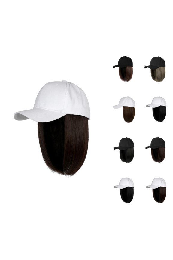 Womens Baseball Cap Wig with Hair Extensions Synthetic Wig Hat Adjustable Baseball Hat