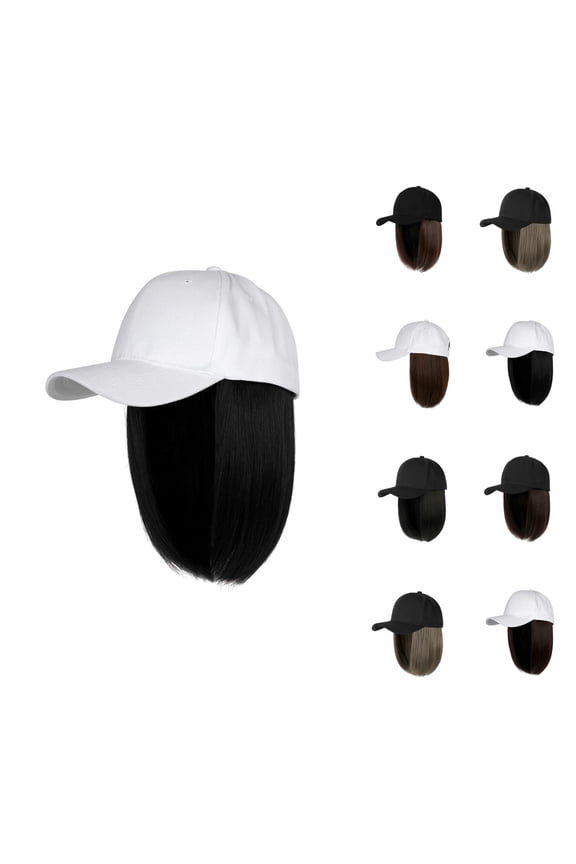 Womens Baseball Cap Wig with Hair Extensions Synthetic Wig Hat Adjustable Baseball Hat