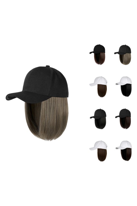 Womens Baseball Cap Wig with Hair Extensions Synthetic Wig Hat Adjustable Baseball Hat