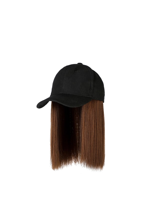 Womens Baseball Cap Wig with Hair Short Straight Synthetic Hairpiece Hats