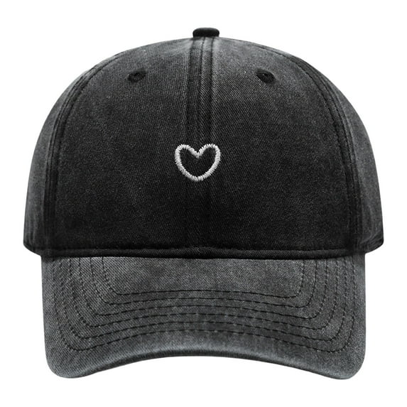 Womens Baseball Caps, Audhol Women Solid Color Heart Embroidered Soft Top Outdoor Washed Baseball Cap Trucker Hats Women Black One Size