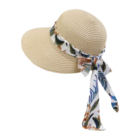 Womens Baseball Caps Fashion Wide Brim Wide Foldable Roll Up Beach Sun Bow Sun Hat