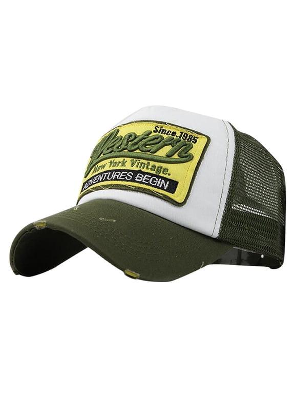 Womens Baseball Caps Mesh Embroidered Hip Hop Casual Trucker Hats Women Green One Size