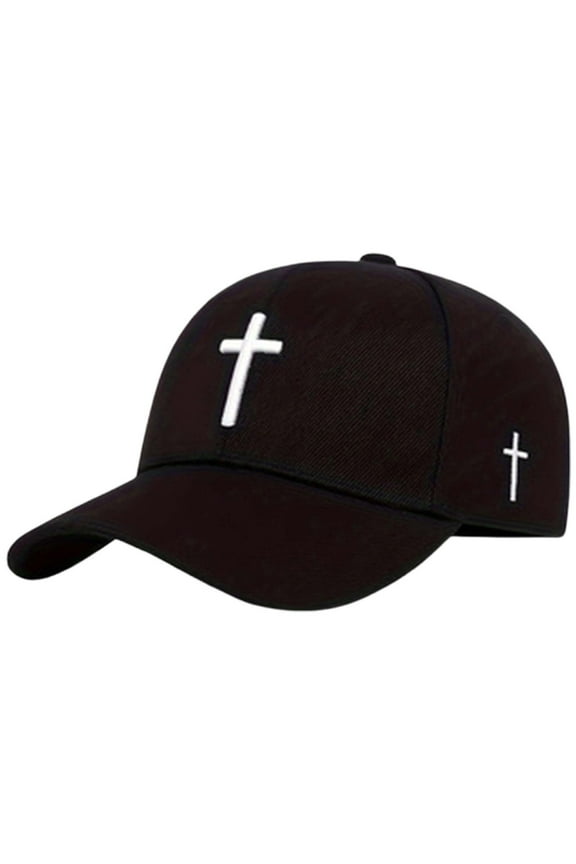 Womens Baseball Caps Spring Summer Solid Color Cross Embroidered Sunscreen Casual Adjustable Hat Outwear,Black,One Size