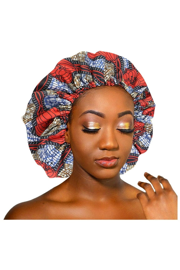 Womens Baseball Caps Wide Brim Sun Hats For Women UV Protection Satin Lined Bonnet Big Size Beauty Print Satin Silk Bonnet Sleep Red