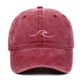 thumbnail image 1 of Womens Baseball Caps with Sea Wave Embroidered Stylish Wide Brim Soft Adjustable Sun Hat Outdoor Daily Wear Wine, 1 of 3