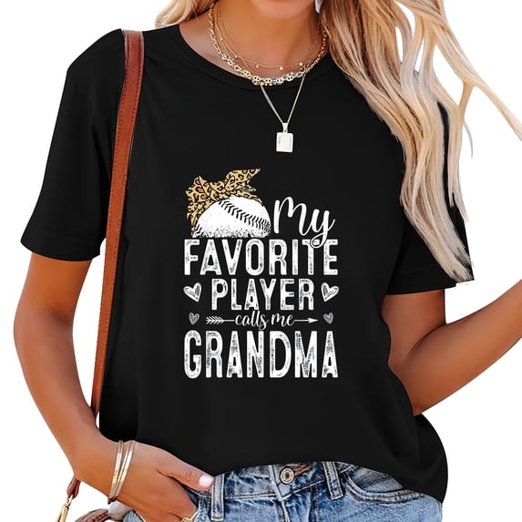 Womens Baseball Grandma Funny Leopard Baseball Lovers T-Shirt Black 2XL