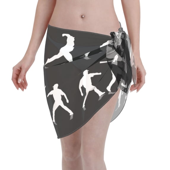 Womens Baseball Players Coverups Beach Short Sarong Sheer Chiffon Cover Up Bikini Wraps