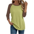 thumbnail image 1 of Womens Baseball Tee 3/4 Sleeve Fashion Crewneck Tops Color Block Blouse Casual Raglan Shirt, 1 of 3