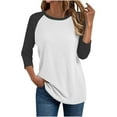thumbnail image 1 of Womens Baseball Tee 3/4 Sleeve Fashion Crewneck Tops Color Block Blouse Casual Raglan Shirt, 1 of 3