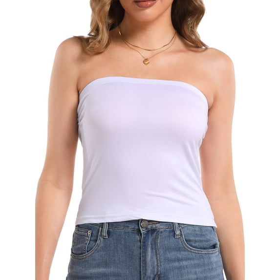 Womens Basic Casual Strapless Backless Bandeau Bra Tube Top