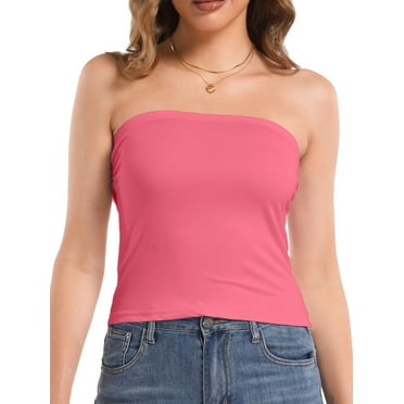 Womens Basic Casual Strapless Backless Bandeau Bra Tube Top