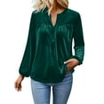 thumbnail image 1 of Womens Basic Casual V Neck Shirts Trendy Puff Long Sleeve Work Tops Velvet Slim Fit Tunic Blouses Solid Causal Business Going out Tees Spring 2026, 1 of 8