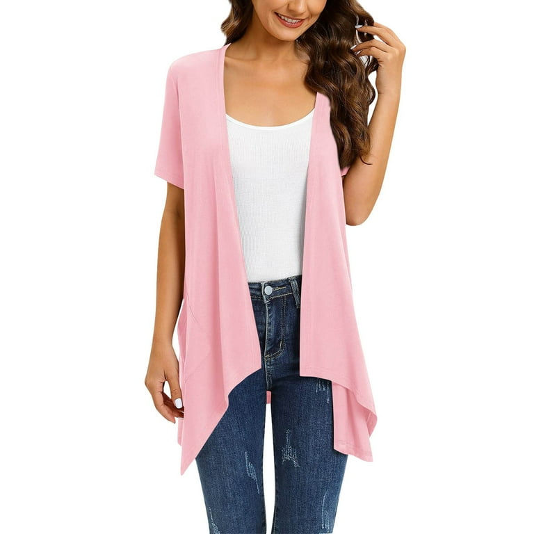 Womens Basic Casual Women Floral Short Sleeve Cardigans For Women Casual Drape Open Front Lightweight Summer Cardigan With Pocket High Low Hem Walmart