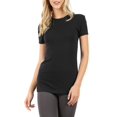 thumbnail image 1 of Womens Basic Cotton Crew Neck Short Sleeve Long Tee Shirt, 1 of 7