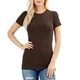 thumbnail image 1 of Womens Basic Cotton Crew Neck Short Sleeve Long Tee Shirt, 1 of 7