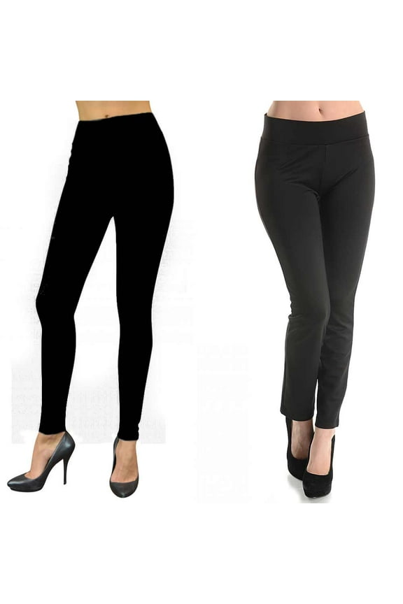 Womens Basic Cotton Full Length Black Leggings Spandex Pants Yoga Slim Medium
