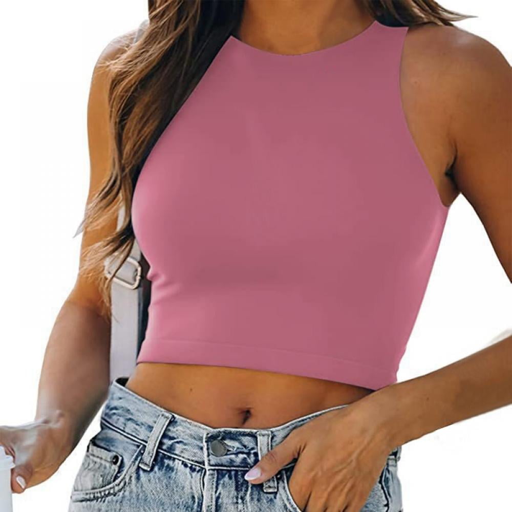 Womens Basic Crop Tank Tops Sleeveless Racerback Tank Top Yoga Athletic  Shirts Fitness Workout Running Crop Tops 