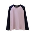 thumbnail image 1 of Womens Basic Fall Clothes, Long Sleeve Shirts for Women Fashion Loose Fit Color Patchwork Raglan Sleeve Crewneck T-Shirts Tops, 1 of 6