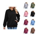 thumbnail image 1 of Plain Hoodie 2025 Long Sleeve Hooded Sweatshirt with Pockets Texture Pullover Essentials Hoodies for Women, 1 of 8