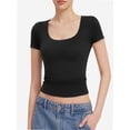 thumbnail image 1 of Womens Basic Scoop Neck Short Sleeve T Shirt Slim Fit Tee Summer Going Out Crop Tops Tight Sexy Shirts, 1 of 6