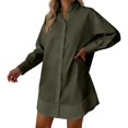 thumbnail image 1 of Womens Basic Shirts Lapel Solid Color Loose Fit Long Sleeves Workout Shirts Tops, 1 of 8