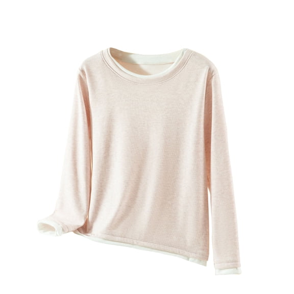 Womens Basic Shirts Long Sleeve Soft Tops Casual Crew Neck Fall Tops Loose Fit Winter Tee Outfits