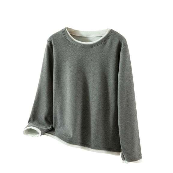 Womens Basic Shirts Long Sleeve Soft Tops Casual Crew Neck Fall Tops Loose Fit Winter Tee Outfits