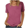 thumbnail image 1 of Womens Basic T-Shirts Rib Knit Short Sleeve Tops Solid Crewneck Tees Shirt Fashion Summer Tunic Top, 1 of 6