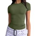 thumbnail image 1 of Womens Basic T-Shirts Scoop Neck Short Sleeve Crop Tops Cute Summer Tops Slim Fit Tees Clothing, 1 of 3