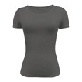 thumbnail image 1 of Womens Basic T Shirts Summer Short Sleeve Crewneck Slim Fit Cute Crop Tops Dark Gray S, 1 of 7