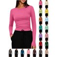thumbnail image 1 of Womens Basic Tops Women's Fashion Casual Round Neck Solid Color Long Sleeve T Shirt Pullover Hot Pink XL, 1 of 8