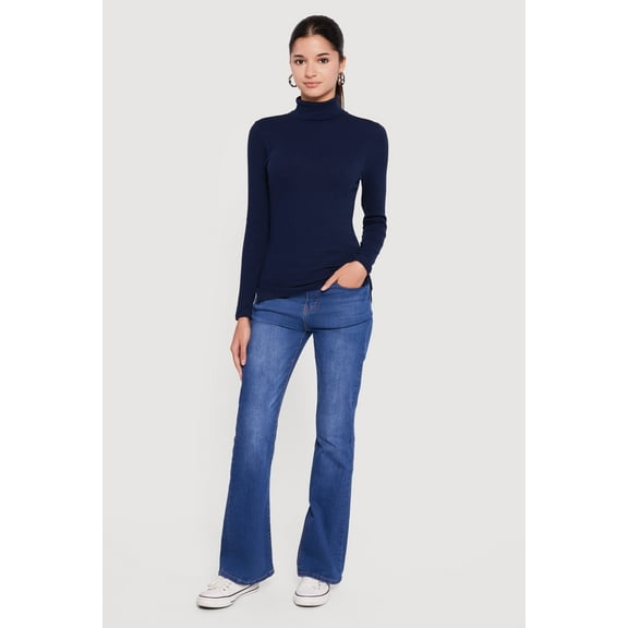 Womens Basic Turtleneck Long Sleeve Top