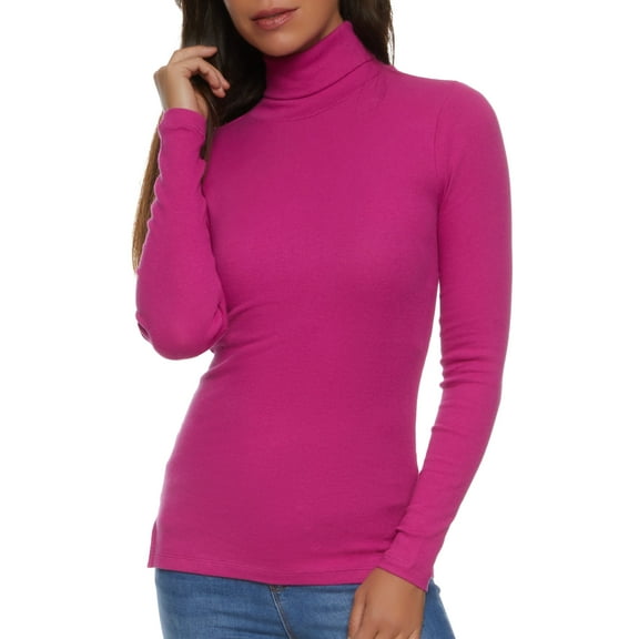 Womens Basic Turtleneck Long Sleeve Top