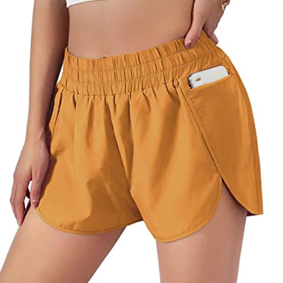 Womens Basketball Shorts New Athletic Shorts for Women 2025 Elastic Waisted Workout Shorts Gym Running Short Pants with Pockets Orange L